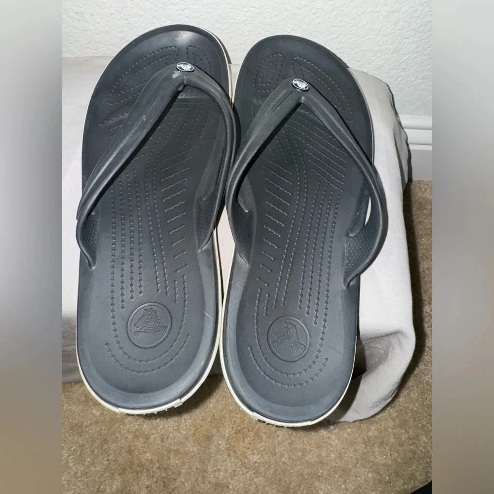 Crocs Unisex Crocband Flip Flop Sandal Black Size W12 M10 - Picture 4 of 13